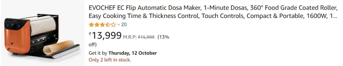 Automatic dosa making machine price